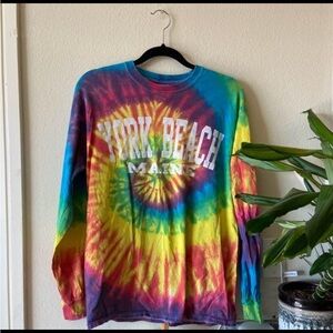 York Beach Maine Tie Dye Summer Vacation Long Sleeve Beach Shirt T
Shirt Tee